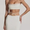 Pisa Embellished Cross Back Crop Top in White Pisa Embellished Cross Back Crop Top in White