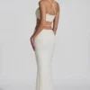 Pisa Embellished Cross Back Crop Top in White Pisa Embellished Cross Back Crop Top in White