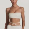 Pisa Embellished Cross Back Crop Top in White Pisa Embellished Cross Back Crop Top in White