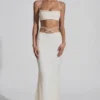 Pisa Embellished Cross Back Crop Top in White Pisa Embellished Cross Back Crop Top in White