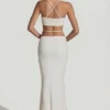 Pisa Embellished Cross Back Crop Top in White Pisa Embellished Cross Back Crop Top in White