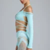 Pixie Embellished Cropped Shrug in Ice Blue Pixie Embellished Cropped Shrug in Ice Blue