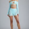 Pixie Embellished Cropped Shrug in Ice Blue Pixie Embellished Cropped Shrug in Ice Blue