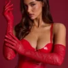Poe Lace Gloves in Fire Red Poe Lace Gloves in Fire Red