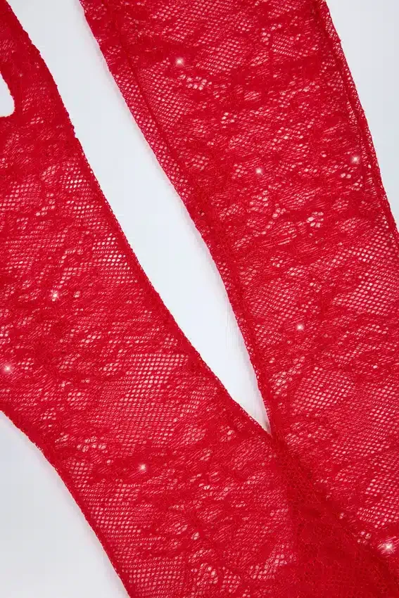 Poe Lace Gloves in Fire Red Poe Lace Gloves in Fire Red