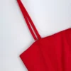 Priaska Ruffled Lace-Up Corset Playsuit in Fire Red Priaska Ruffled Lace-Up Corset Playsuit in Fire Red