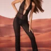 Ramona Embellished Plunge Neck Jumpsuit in Black Ramona Embellished Plunge Neck Jumpsuit in Black
