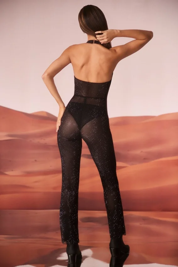 Ramona Embellished Plunge Neck Jumpsuit in Black Ramona Embellished Plunge Neck Jumpsuit in Black