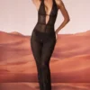 Ramona Embellished Plunge Neck Jumpsuit in Black Ramona Embellished Plunge Neck Jumpsuit in Black