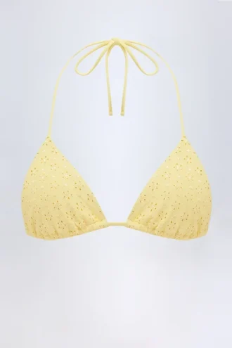 Recife Broderie Anglaise Triangle Bikini Top in Lemon Yellow Recife Broderie Anglaise Triangle Bikini Top in Lemon Yellow