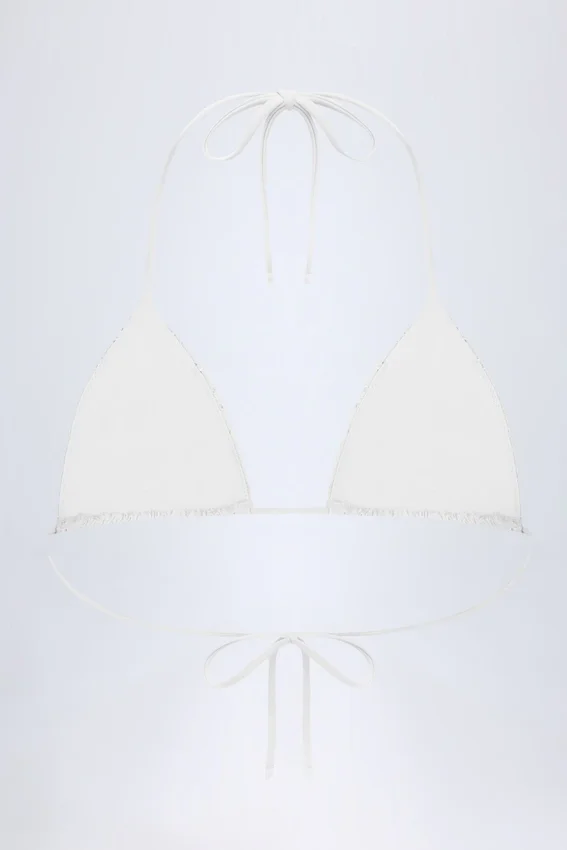 Recife Broderie Anglaise Triangle Bikini Top in White Recife Broderie Anglaise Triangle Bikini Top in White