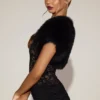 Revia Faux-Fur Short Sleeve Bolero in Black Revia Faux-Fur Short Sleeve Bolero in Black