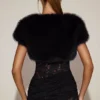 Revia Faux-Fur Short Sleeve Bolero in Black Revia Faux-Fur Short Sleeve Bolero in Black