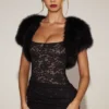 Revia Faux-Fur Short Sleeve Bolero in Black Revia Faux-Fur Short Sleeve Bolero in Black