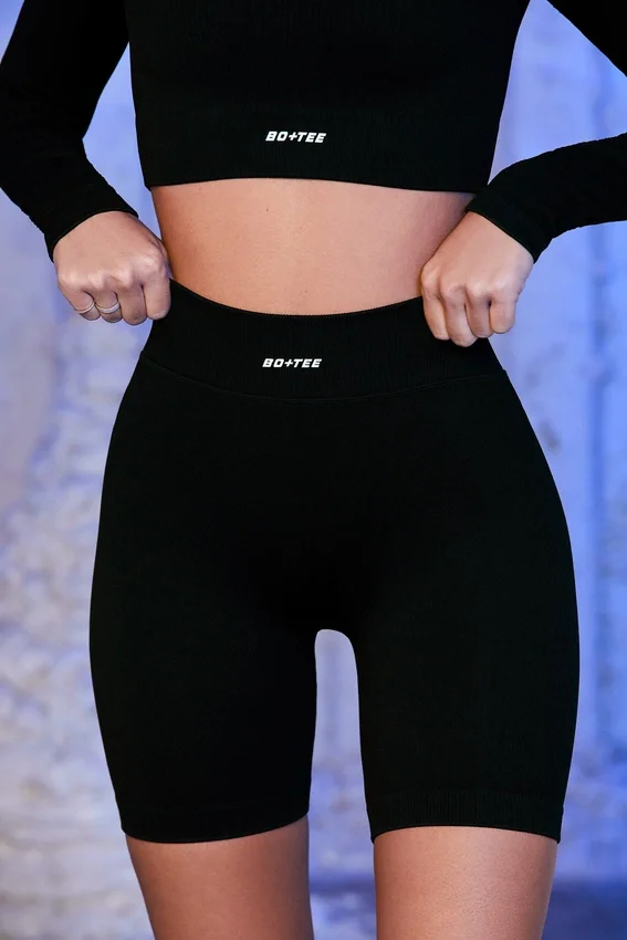 Ribbed Biker Shorts in Black Ribbed Biker Shorts in Black