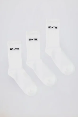 Ribbed Crew Sock Bundle in White Ribbed Crew Sock Bundle in White