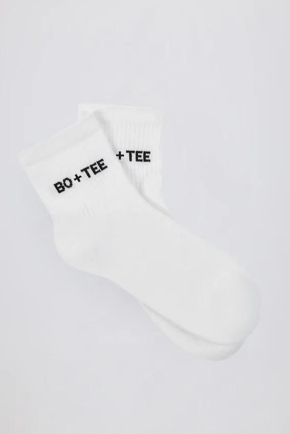Ribbed Crew Sock Bundle in White Ribbed Crew Sock Bundle in White