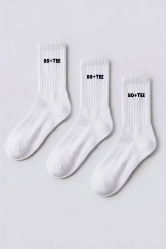 Ribbed Half-Crew 3-Pack Socks in White Ribbed Half-Crew 3-Pack Socks in White