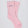 Ribbed Half-Crew Socks in Powder Pink Ribbed Half-Crew Socks in Powder Pink