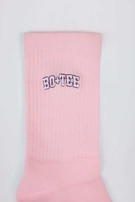 Ribbed Half-Crew Socks in Powder Pink Ribbed Half-Crew Socks in Powder Pink