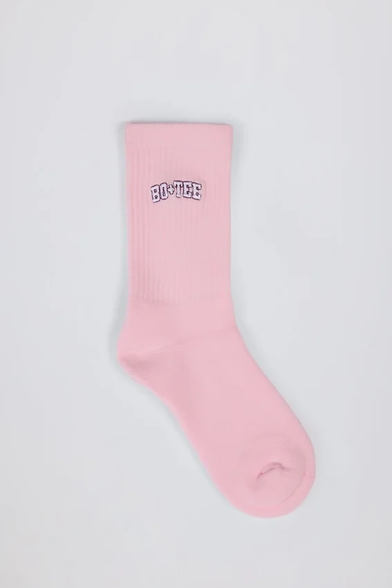Ribbed Half-Crew Socks in Powder Pink Ribbed Half-Crew Socks in Powder Pink