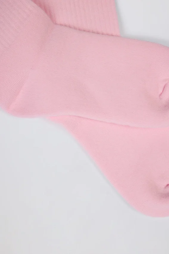 Ribbed Half-Crew Socks in Powder Pink Ribbed Half-Crew Socks in Powder Pink