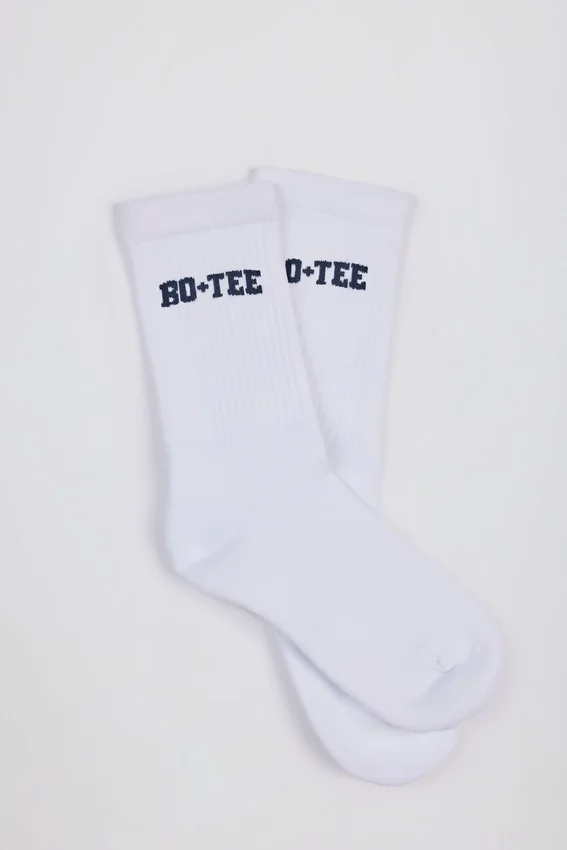 Ribbed Half-Crew Socks in White Ribbed Half-Crew Socks in White