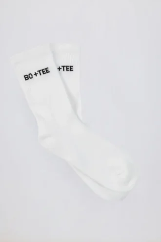 Ribbed Half-Crew Socks in White Ribbed Half-Crew Socks in White