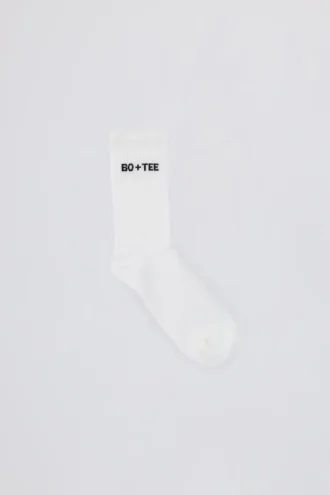Ribbed Half-Crew Socks in White Ribbed Half-Crew Socks in White