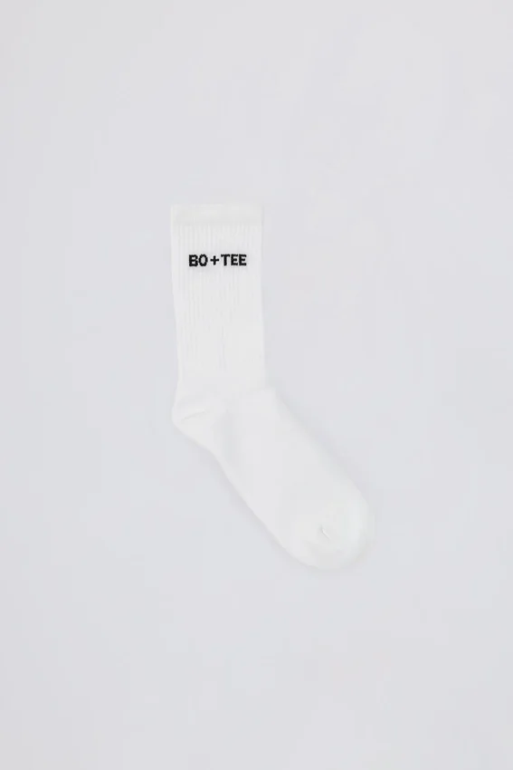 Ribbed Half-Crew Socks in White Ribbed Half-Crew Socks in White