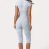 Ribbed Jersey Capri Jumpsuit in Blue Stripe Ribbed Jersey Capri Jumpsuit in Blue Stripe