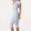 Ribbed Jersey Capri Jumpsuit in Blue Stripe Ribbed Jersey Capri Jumpsuit in Blue Stripe