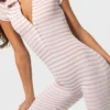 Ribbed Jersey Capri Jumpsuit in Pink Stripe Ribbed Jersey Capri Jumpsuit in Pink Stripe
