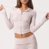 Ribbed Jersey Mini Shorts in Pink Stripe Ribbed Jersey Mini Shorts in Pink Stripe