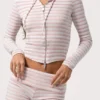 Ribbed Jersey Mini Shorts in Pink Stripe Ribbed Jersey Mini Shorts in Pink Stripe