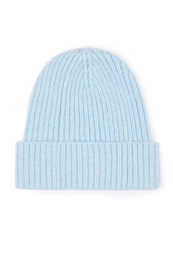 Ribbed Knit Beanie Hat in Powder Blue Ribbed Knit Beanie Hat in Powder Blue