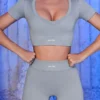 Ribbed Mini Shorts in Grey