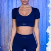 Ribbed Mini Shorts in Navy Ribbed Mini Shorts in Navy