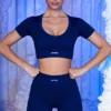 Ribbed Mini Shorts in Navy Ribbed Mini Shorts in Navy