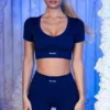 Ribbed Mini Shorts in Navy Ribbed Mini Shorts in Navy