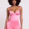 Romera Satin Corset Mini Playsuit in Pink Romera Satin Corset Mini Playsuit in Pink
