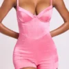 Romera Satin Corset Mini Playsuit in Pink Romera Satin Corset Mini Playsuit in Pink