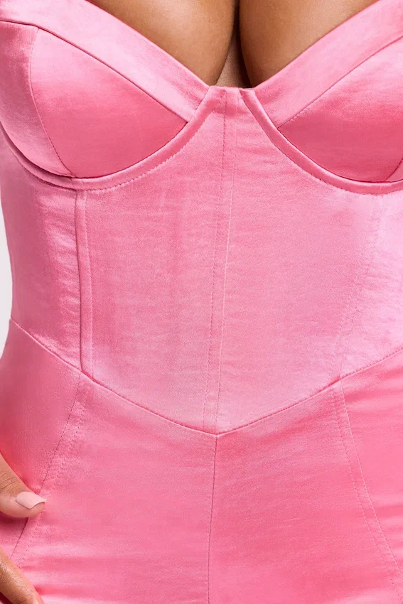 Romera Satin Corset Mini Playsuit in Pink Romera Satin Corset Mini Playsuit in Pink