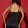 Romera Satin Corset Playsuit in Black Romera Satin Corset Playsuit in Black