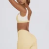 Ruched Mini Shorts in Lemon Marl Ruched Mini Shorts in Lemon Marl