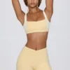 Ruched Mini Shorts in Lemon Marl Ruched Mini Shorts in Lemon Marl