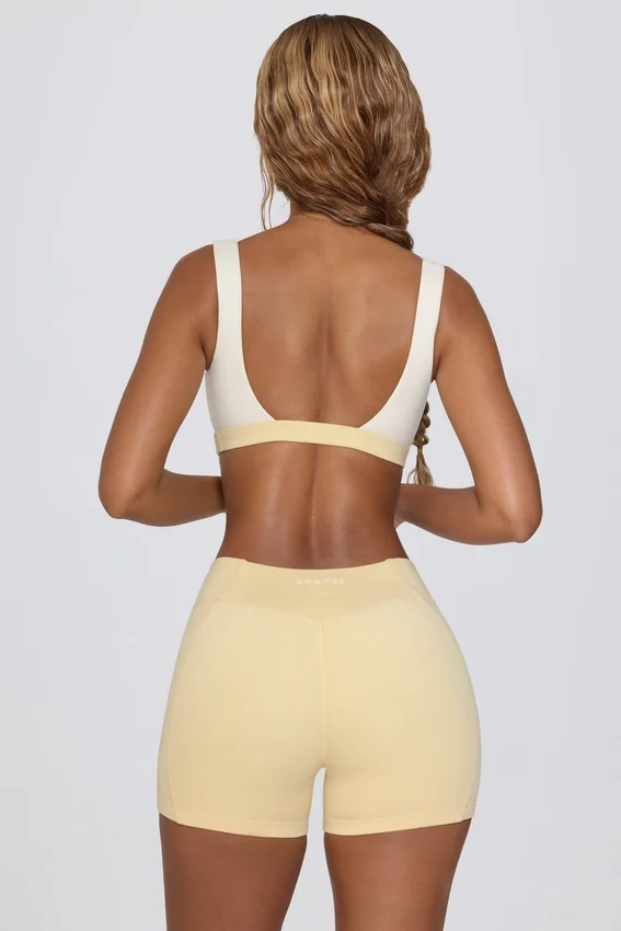 Ruched Mini Shorts in Lemon Marl Ruched Mini Shorts in Lemon Marl