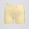 Ruched Mini Shorts in Lemon Marl Ruched Mini Shorts in Lemon Marl