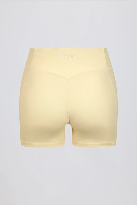 Ruched Mini Shorts in Lemon Marl Ruched Mini Shorts in Lemon Marl