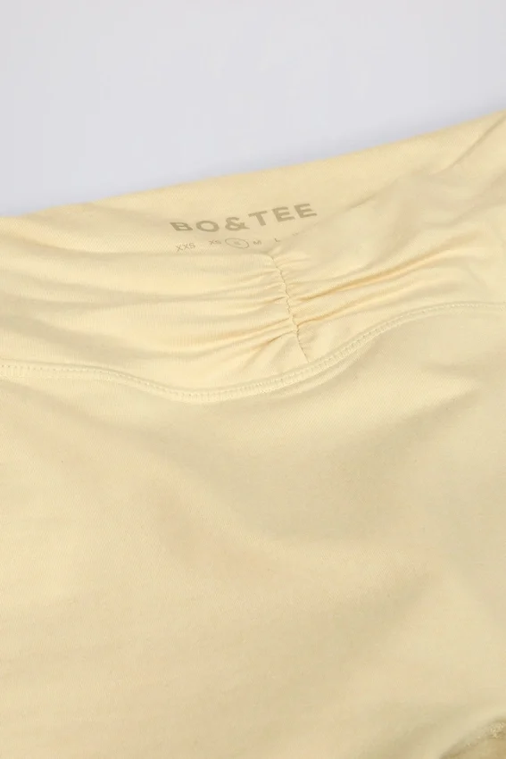 Ruched Mini Shorts in Lemon Marl Ruched Mini Shorts in Lemon Marl
